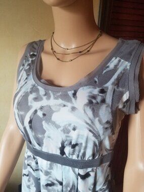 SIMPLY VERA VERA WANG WATERCOLOR FLORAL LIGHT BLUE/GRAY STRETCH DRESS SZ XS